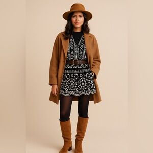 JEN’S PIRATE BOOTY Fortune Boho Black and White Lace Baby Doll Mini Dress